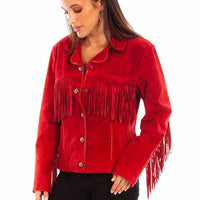 Scully Women's Suede Fringe Jacket in Red