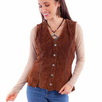 Scully Women's Leather Vest in Cafe Brown