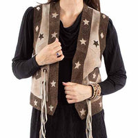 Scully Women's Star Leather Vest in Brown