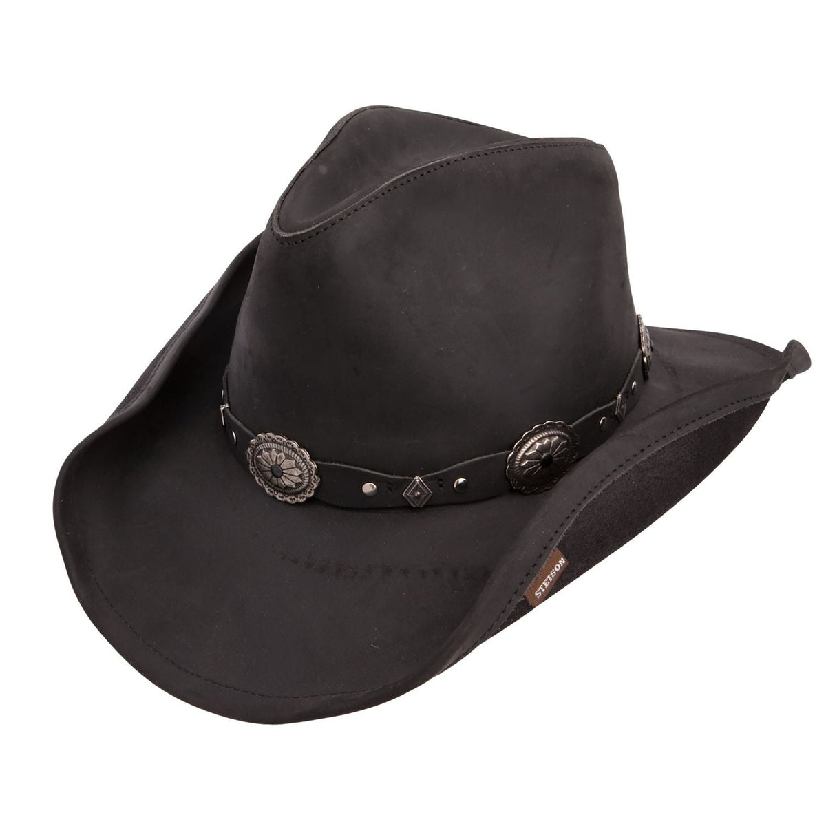 Stetson Roxbury Distressed Black Leather Hat