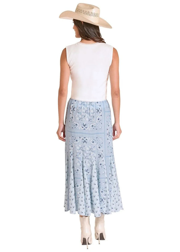 Panhandle Slim Women's Bandana Print Maxi Skirt in Cerulean