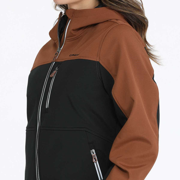 Cinch Women's Bonded Hooded Jacket in Brown and Black