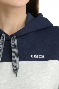 Cinch Women's Color Block Logo Hoodie in Navy and Grey
