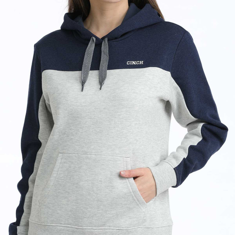 Cinch Women's Color Block Logo Hoodie in Navy and Grey