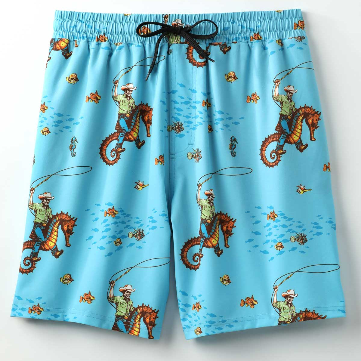 Cinch Men's Seahorse Cowboy Swim Trunks in Blue