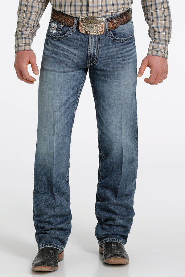 Cinch Men's White Label Relaxed Straight Jean in Medium Stonewash