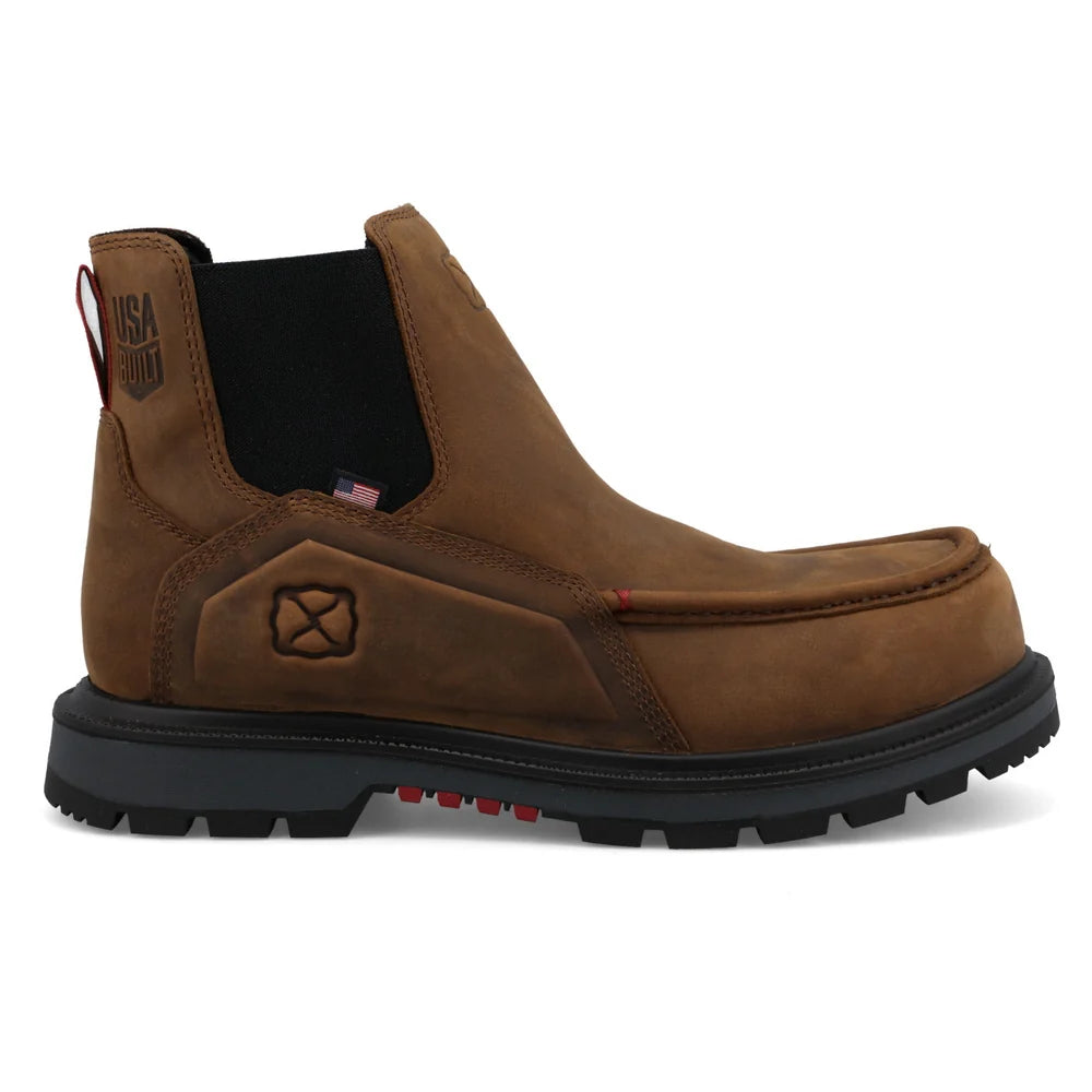 Twisted X Men's 6" Safety Toe Chelsea Boot in Brown & Black