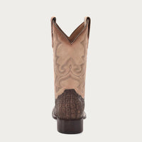 Men's Cappuccino-Sand Embroidery American Alligator Wide Square Toe Boot