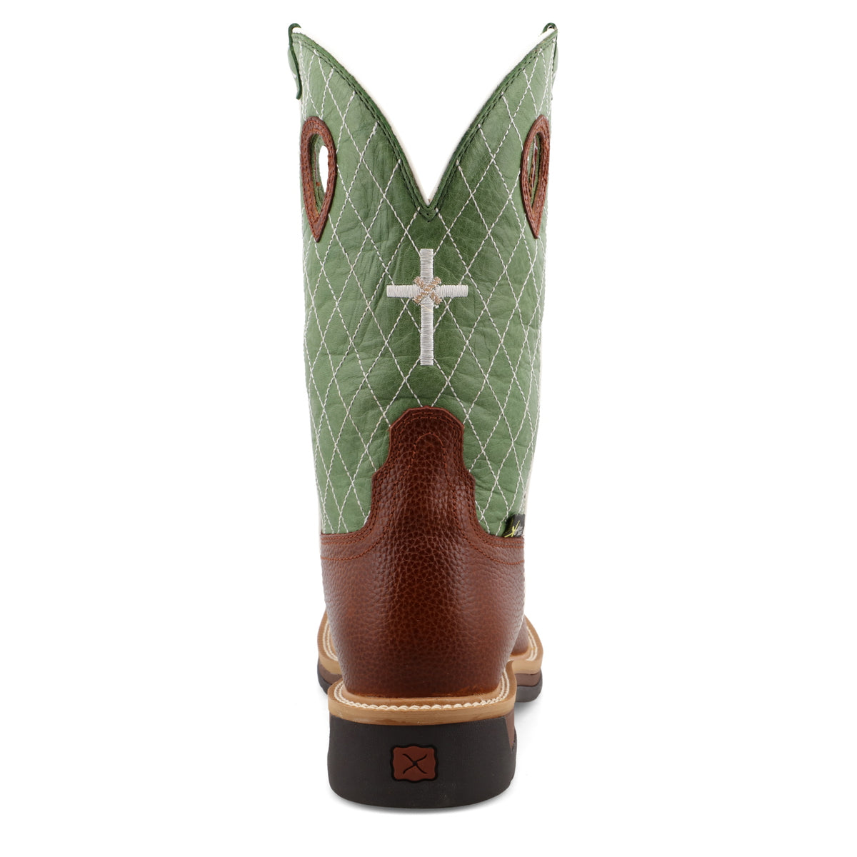 Twisted X Men's 12" Western Work Boot in Cognac Glazed Pebble and Lime