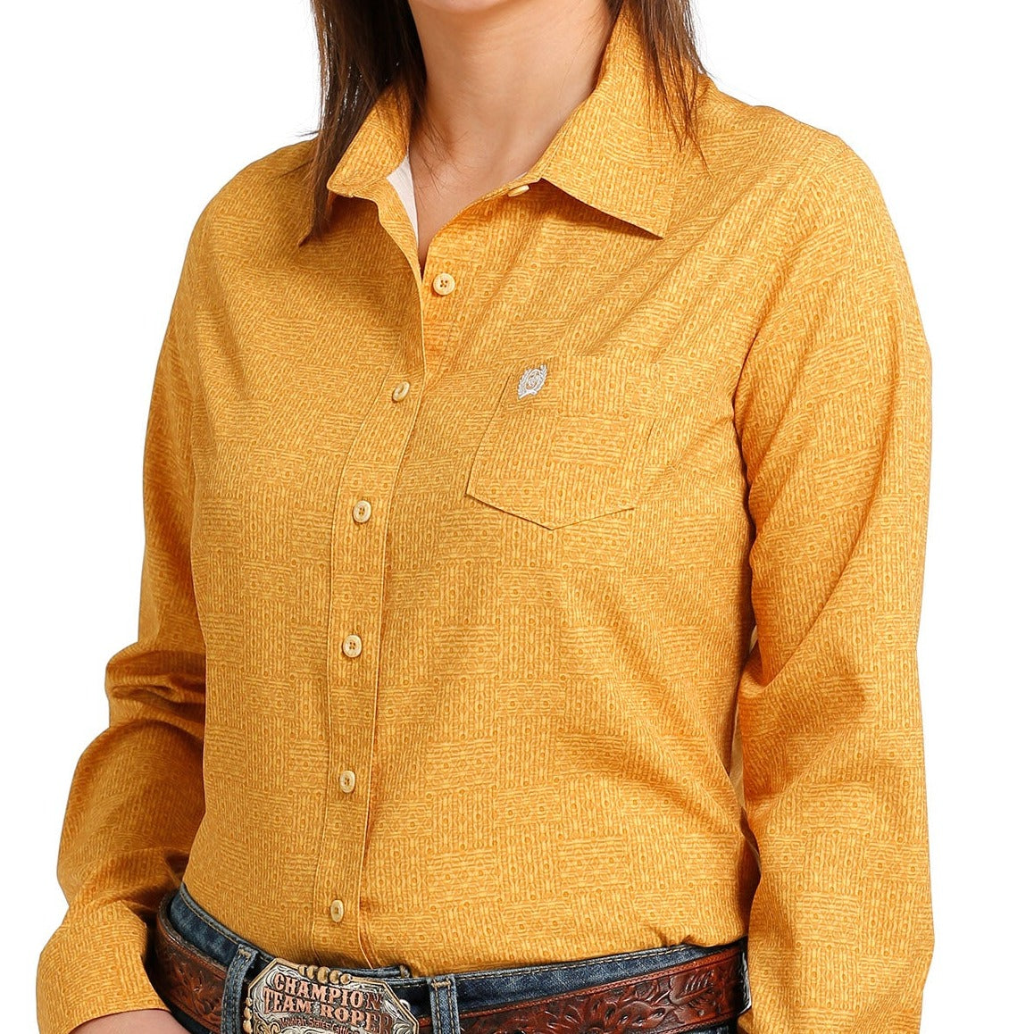 Cinch Women's Mustard Tile Arenaflex Button Down Western Shirt