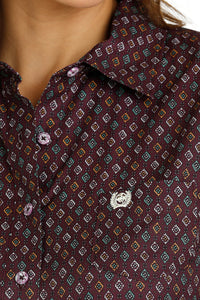Cinch Women's Purple Geometric Diamond ArenaFlex Western Button Down Shirt