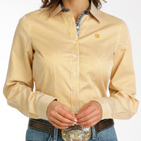 Cinch Women's Tencel Gold & White Striped Western Button Down Shirt