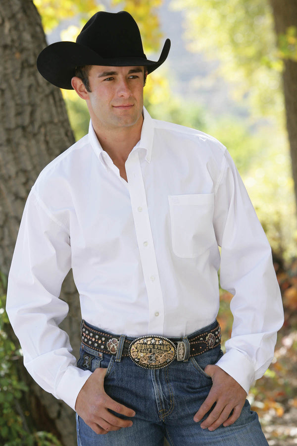Cinch Men's Classic Fit Solid Western Button Down Shirt in White
