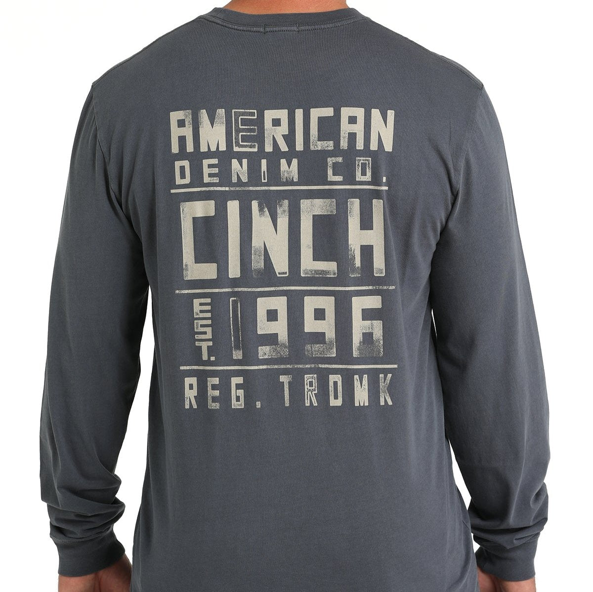 Cinch Men's "American Denim Co." L/S Graphic Logo T-Shirt in Blue