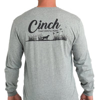 Cinch Men's L/S That Dog'll Hunt Graphic Logo T-Shirt in Grey