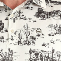 Cinch Men's S/S Arenaflex Western Print Polo in Cream