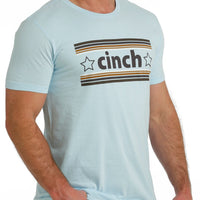 Cinch Men's Retro Stars Logo T-Shirt in Light Blue