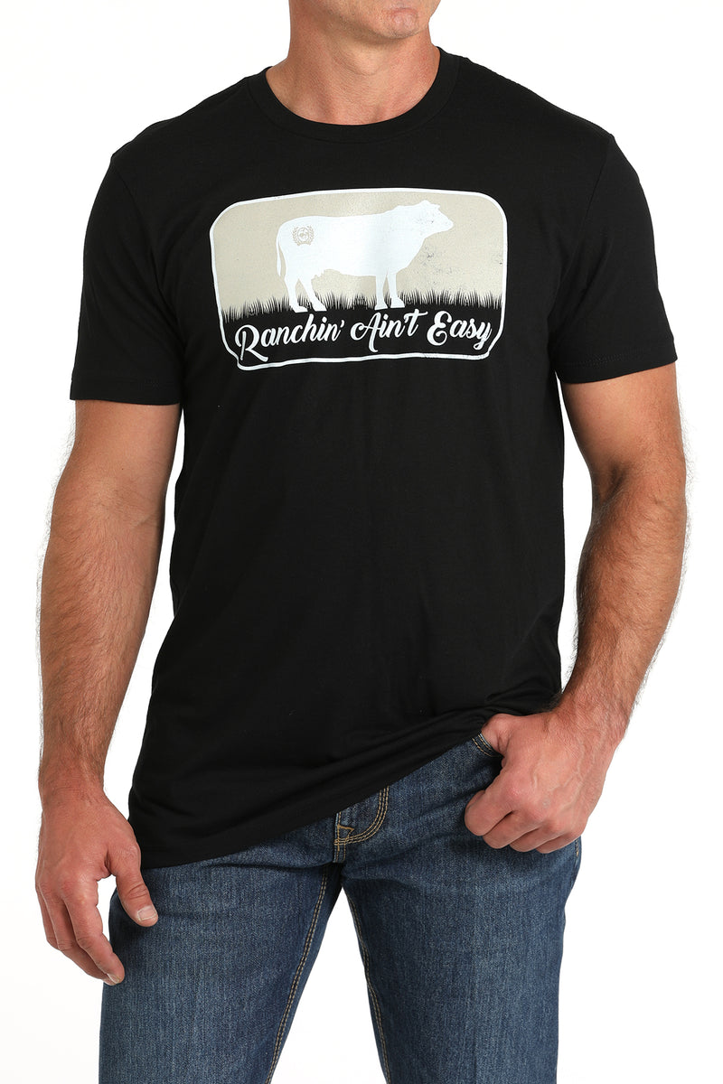 Cinch Men's "Ranchin' Ain't Easy" Graphic T-Shirt in Black