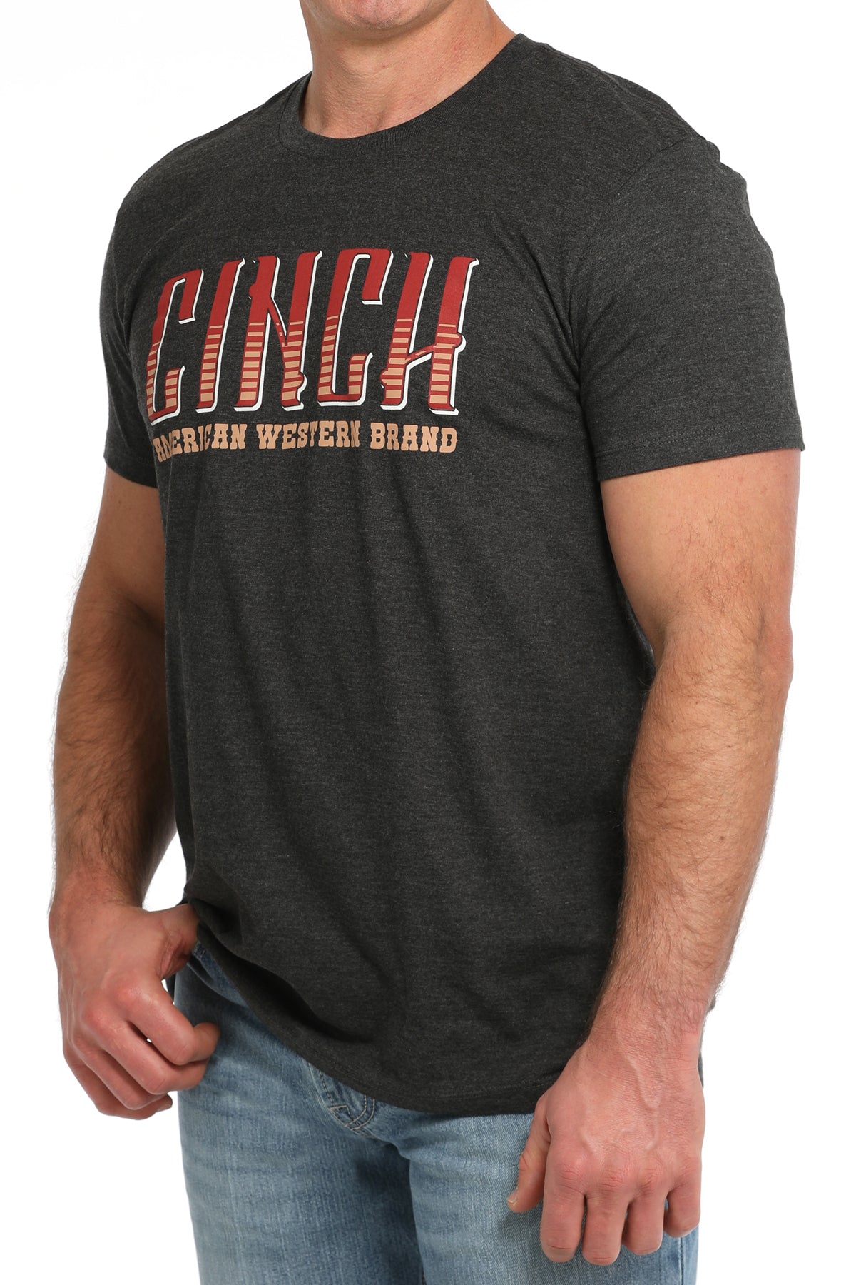 Cinch Men's "American Western Brand" Logo T-Shirt in Charcoal