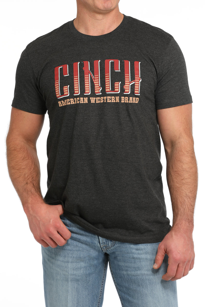 Cinch Men's "American Western Brand" Logo T-Shirt in Charcoal