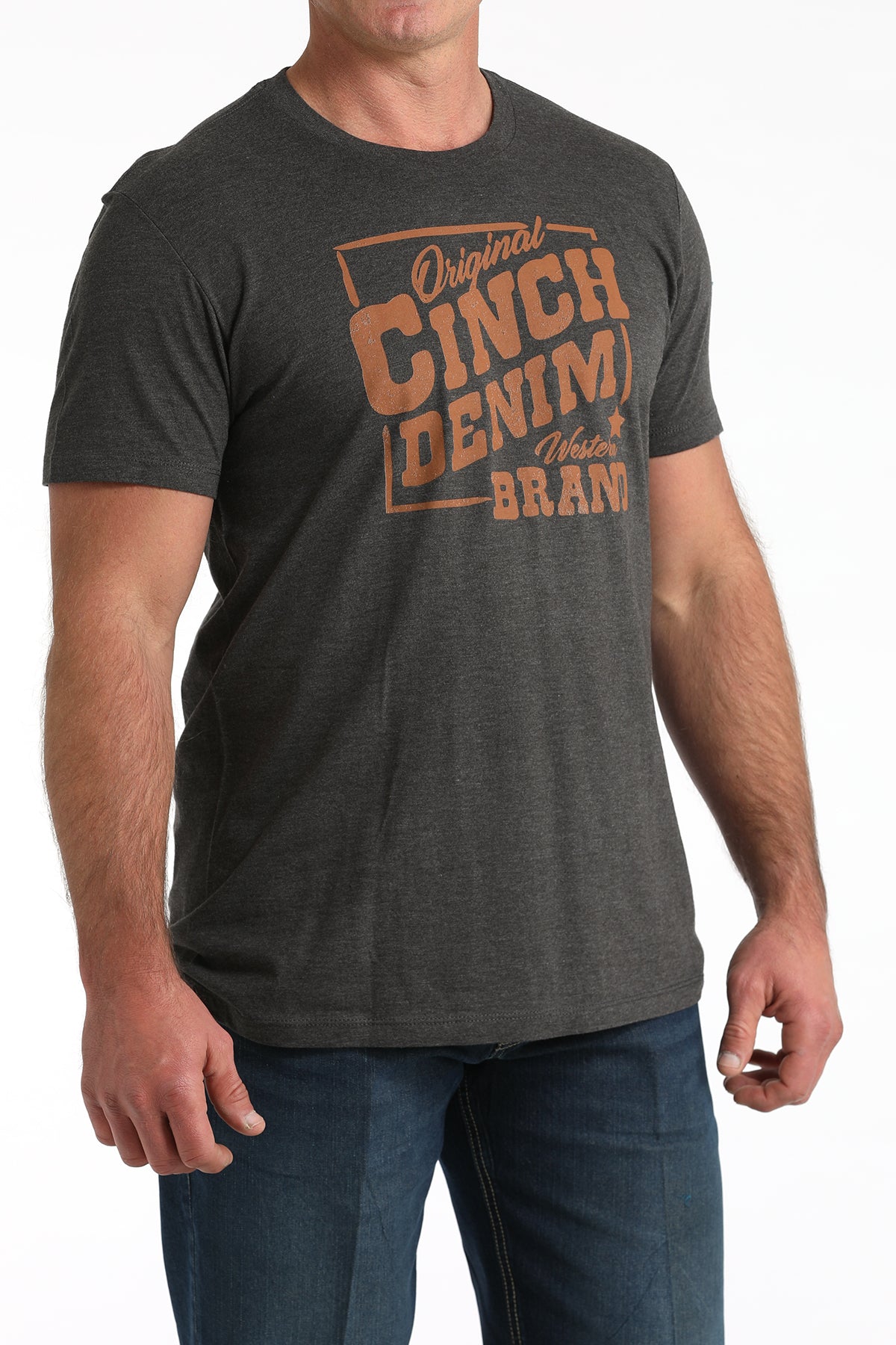 Cinch Men's Denim Brand Graphic T-Shirt in Charcoal