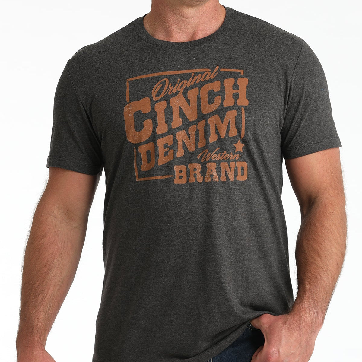 Cinch Men's Denim Brand Graphic T-Shirt in Charcoal