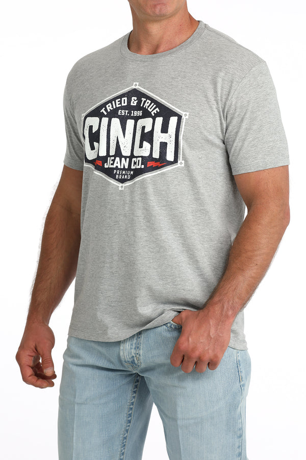 Cinch Men's "Tried and True Cinch" Logo Graphic T-Shirt in Grey