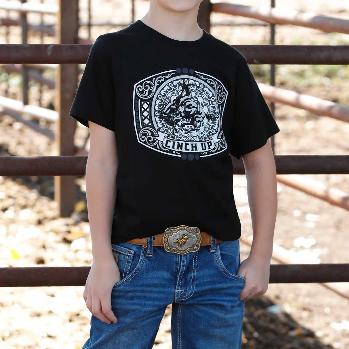 Cinch Youth Boy's Graphic Tee in Black