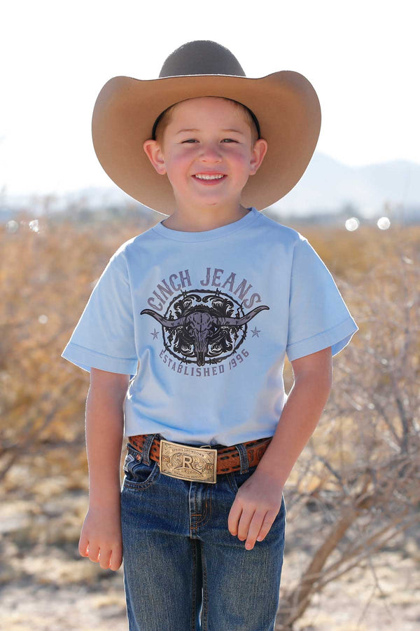 Cinch Youth Boy's Graphic Tee in Light Blue
