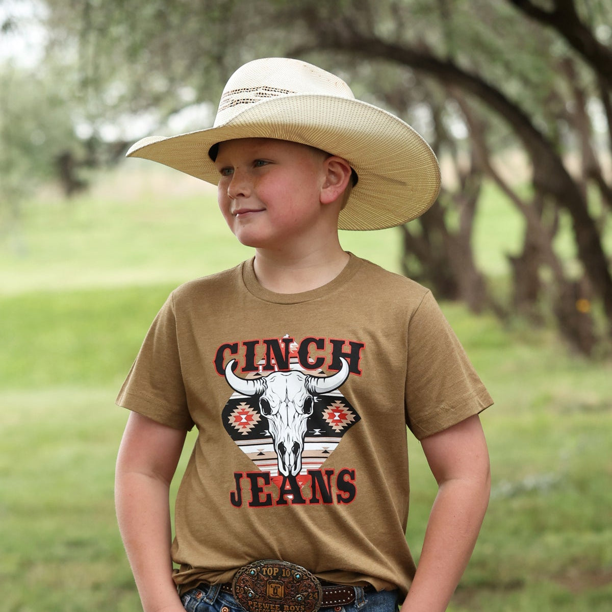Cinch Youth Boy's Cinch Graphic Tee in Brown