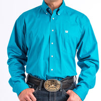 Cinch Men's Classic Fit Solid Teal Western Button Down Shirt