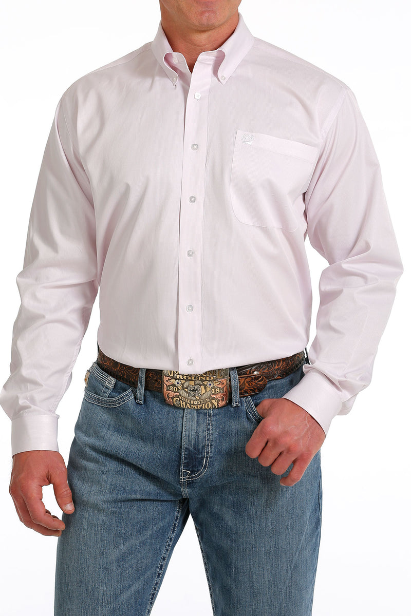 Cinch Men's Striped Long Sleeve Western Shirt-Pink