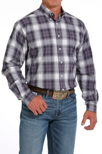 Cinch Men's  Plaid Button Down Western Shirt in Purple