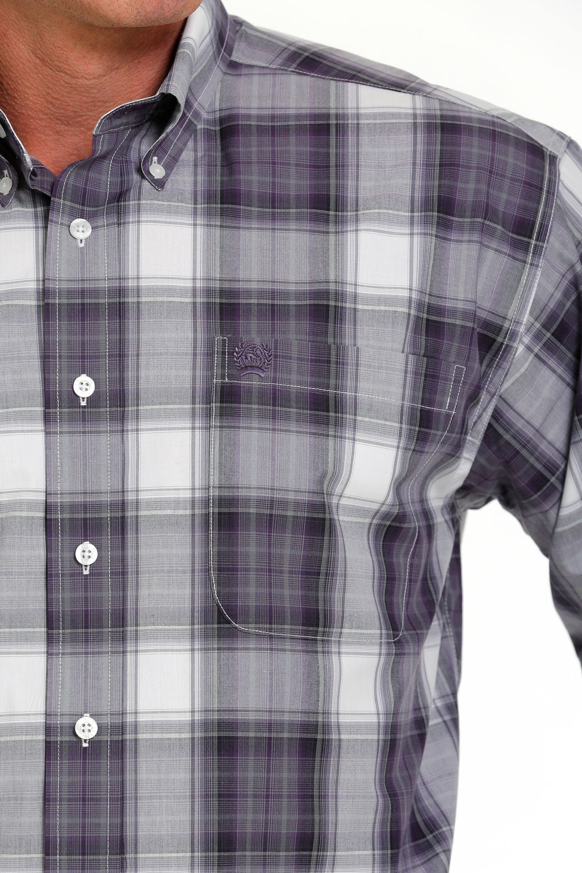 Cinch Men's Plaid Button Down Western Shirt in Purple X-Small Cinch Men's Plaid Button Down Western Shirt in Purple X-Small