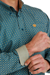 Cinch Men's Classic Fit Blue Geometric Western Shirt