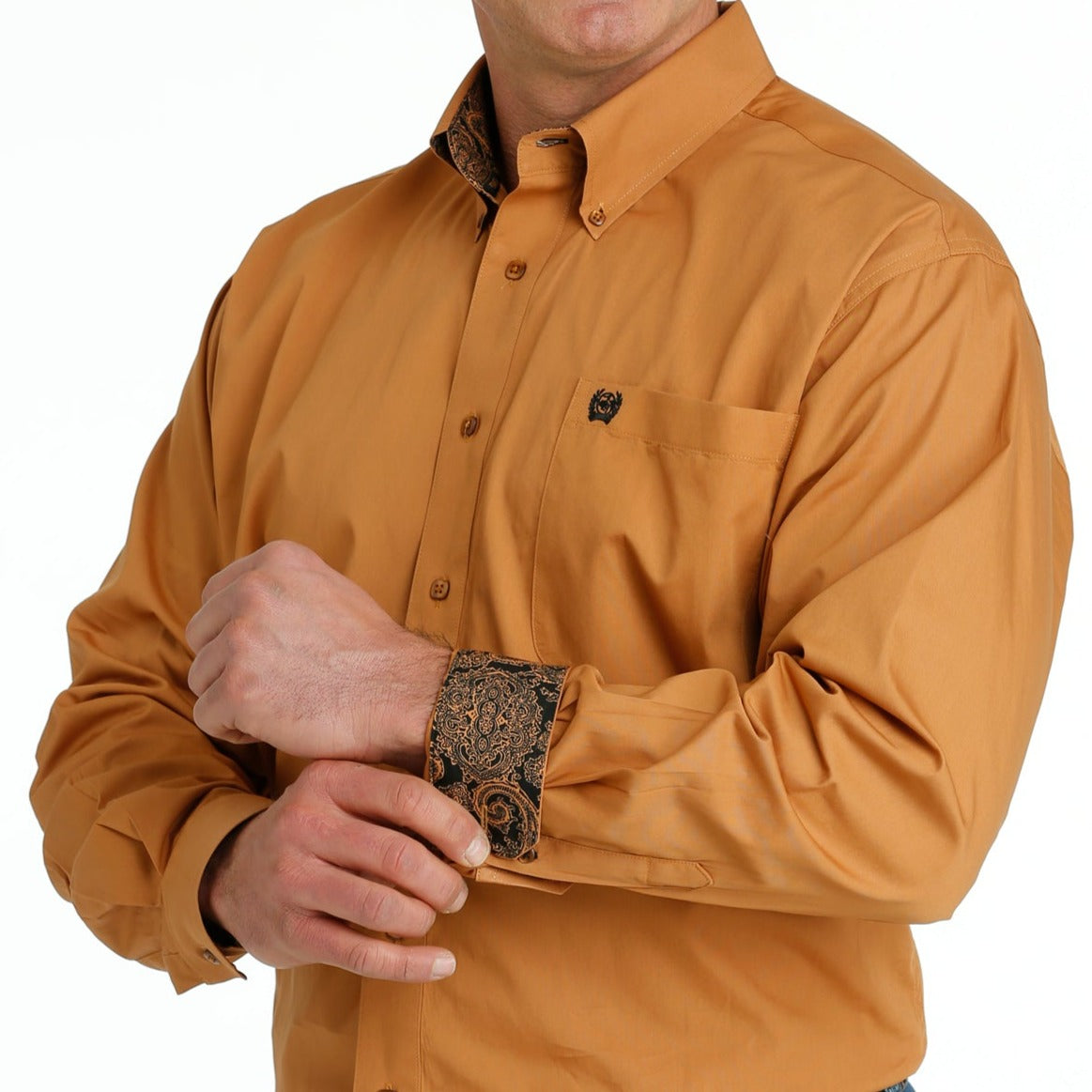 Cinch Men's Classic Fit Solid Gold Western Button Down Shirt
