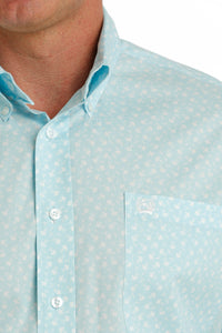 Cinch Men's L/S Classic Fit Floral Western Button Down Shirt in Light Blue