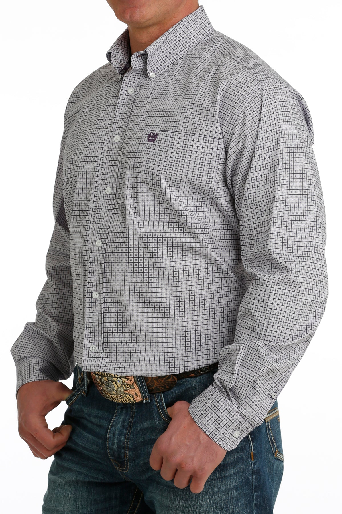Cinch Men's L/S Classic Fit Geometric Squares Western Button