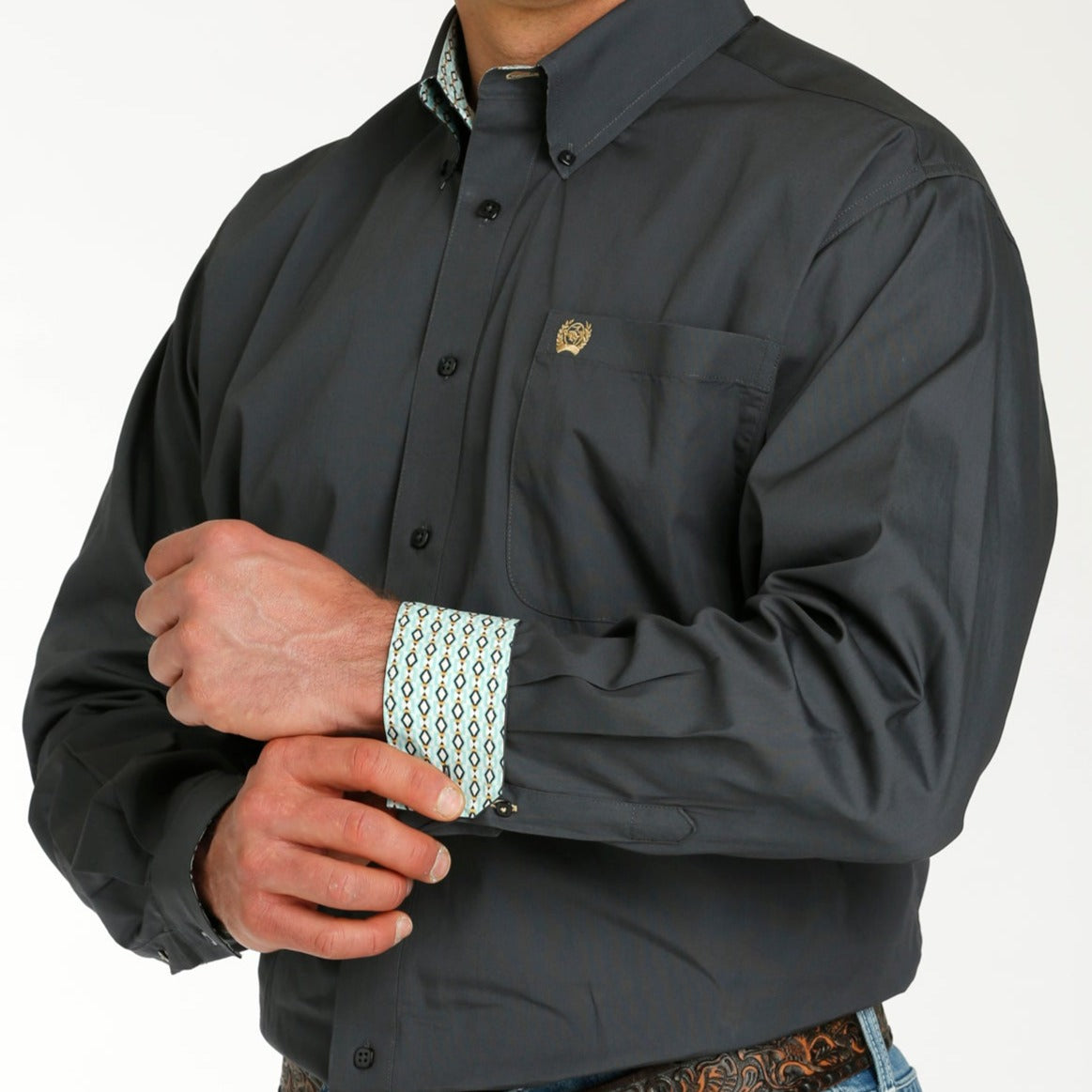Cinch Men's Classic Fit Solid Charcoal Western Button Down Shirt
