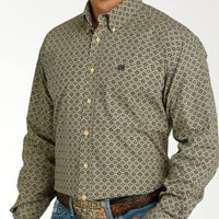 Cinch Men's L/S Classic Fit Medallion Western Button Down Shirt in Gold