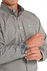 Cinch Men's Classic Fit Medallion Western Button Down Shirt in Blue