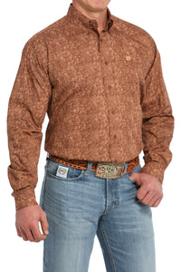 Cinch Men's L/S Classic Fit Tonal Paisley Western Button Down Shirt in Brown