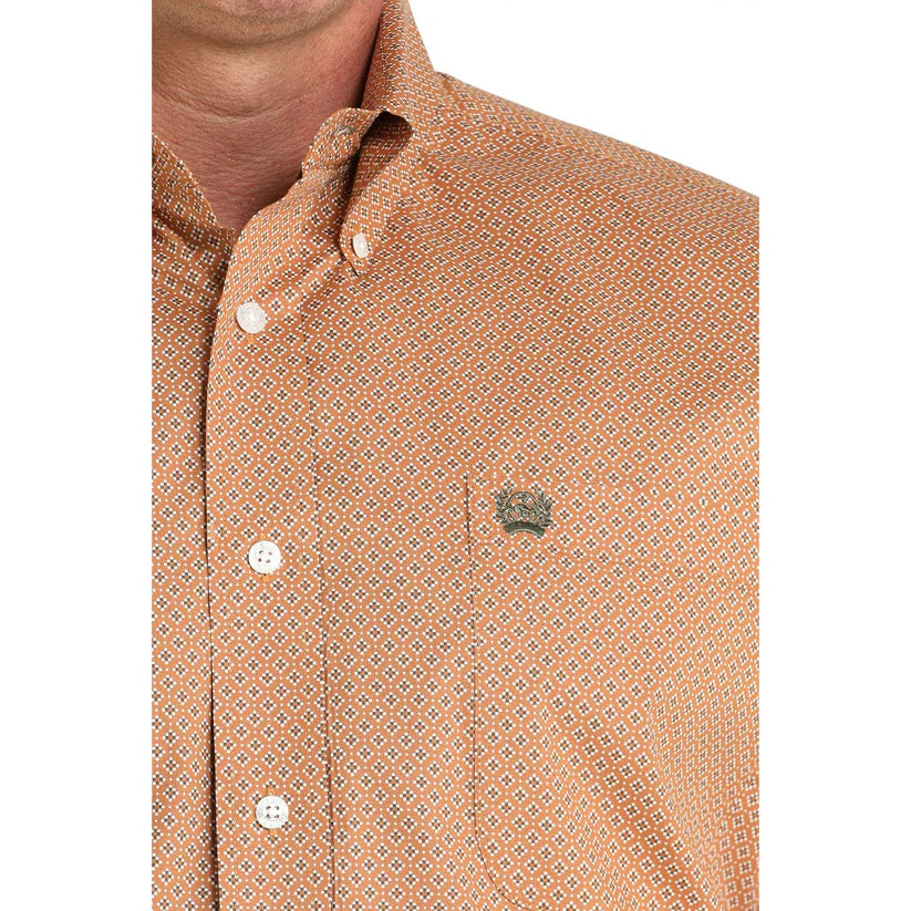 Cinch Men's L/S Classic Fit Geometric Button Down Western Shirt in Light Brown