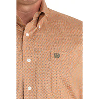 Cinch Men's L/S Classic Fit Geometric Button Down Western Shirt in Light Brown