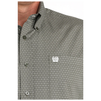 Cinch Men's L/S Classic Fit Diamond Button Down Western Shirt in Olive Green