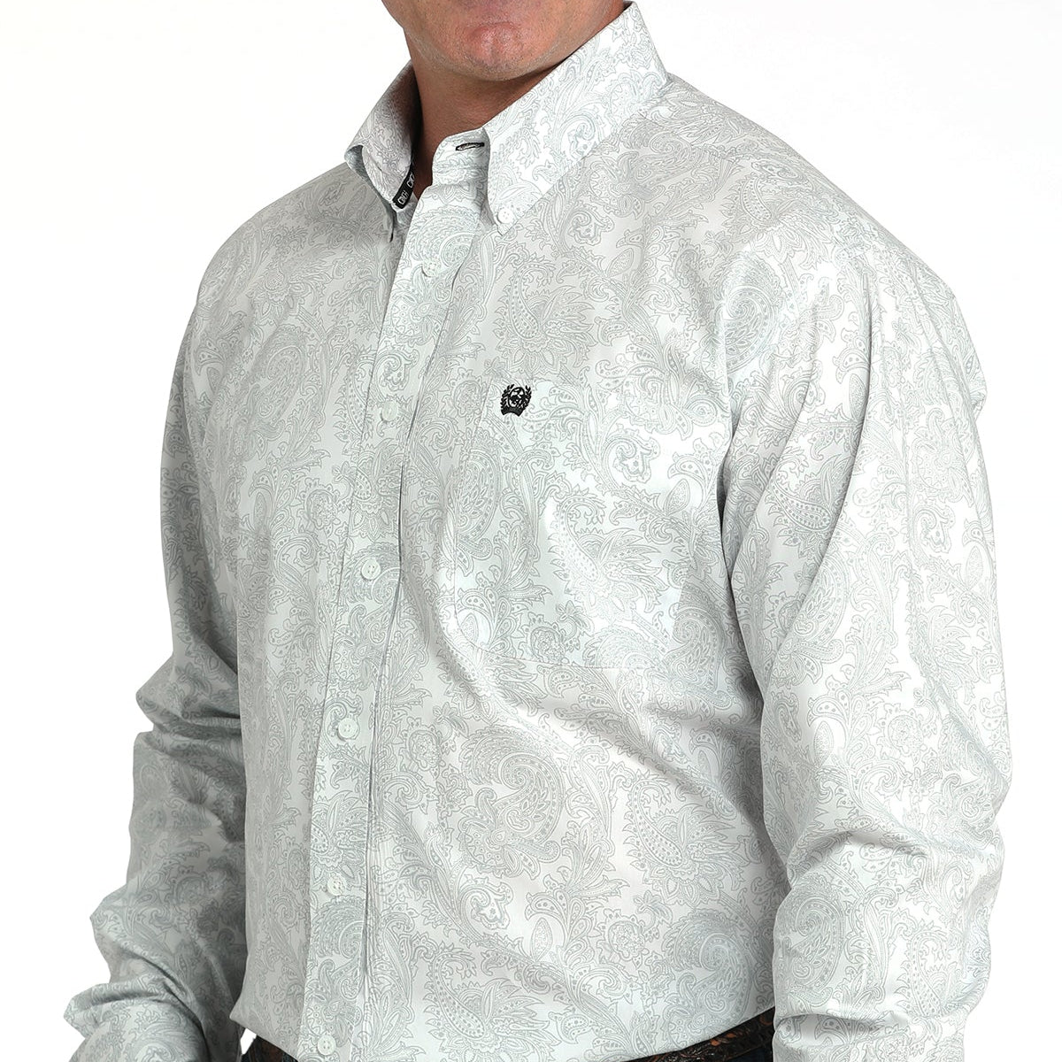 Cinch Men's L/S Classic Fit Paisley Button Down Western Shirt in White