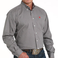 Cinch Men's L/S Classic Fit Medallion Button Down Western Shirt in Grey