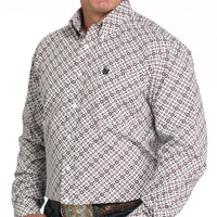 Cinch Men's L/S Classic Fit Geometric Button Down Western Shirt in White