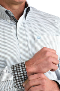 Cinch Men's Tencel™ L/S Striped Button-Down Western Shirt In White