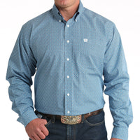 Cinch Men's L/S Classic Fit Medallion Button Down Western Shirt in Blue